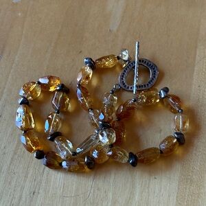 Silpada Citrine and Sterling Bead Toggle necklace